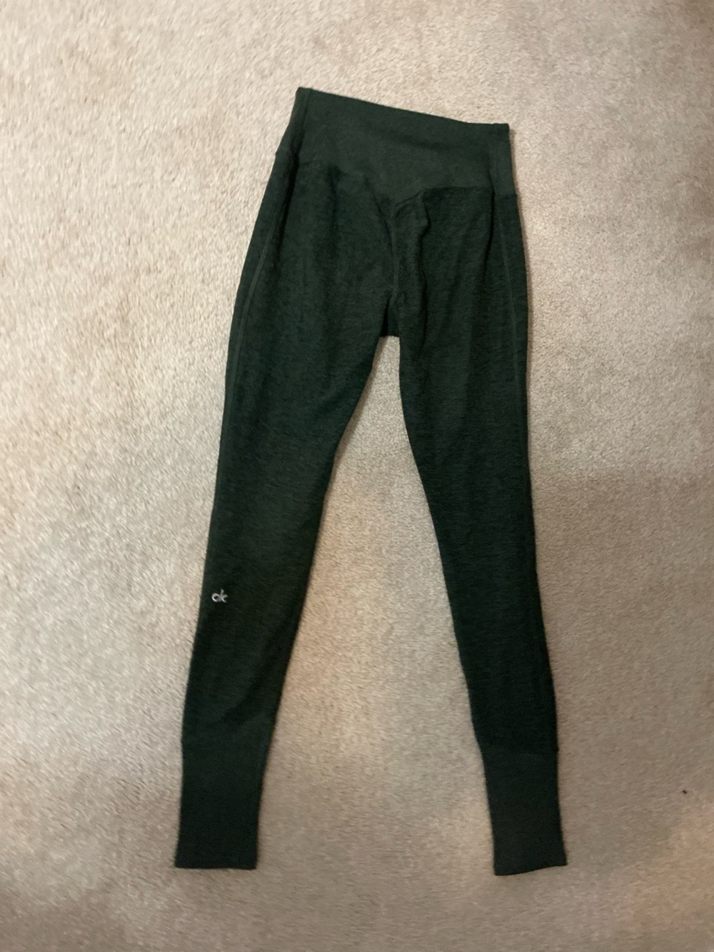 ALO Yoga Black and green Ribbed High-Waist Leggings